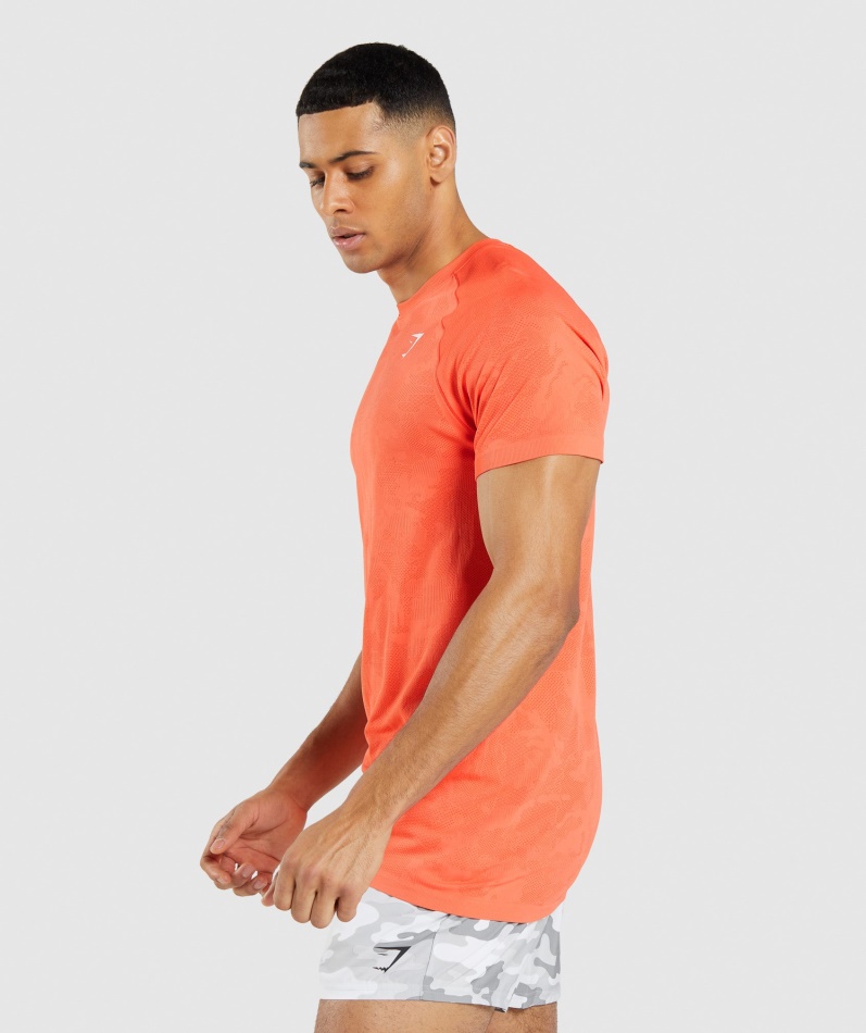 Gymshark Geo Sømløs T-skjorte Papaya Oransje-krydret Oransje
