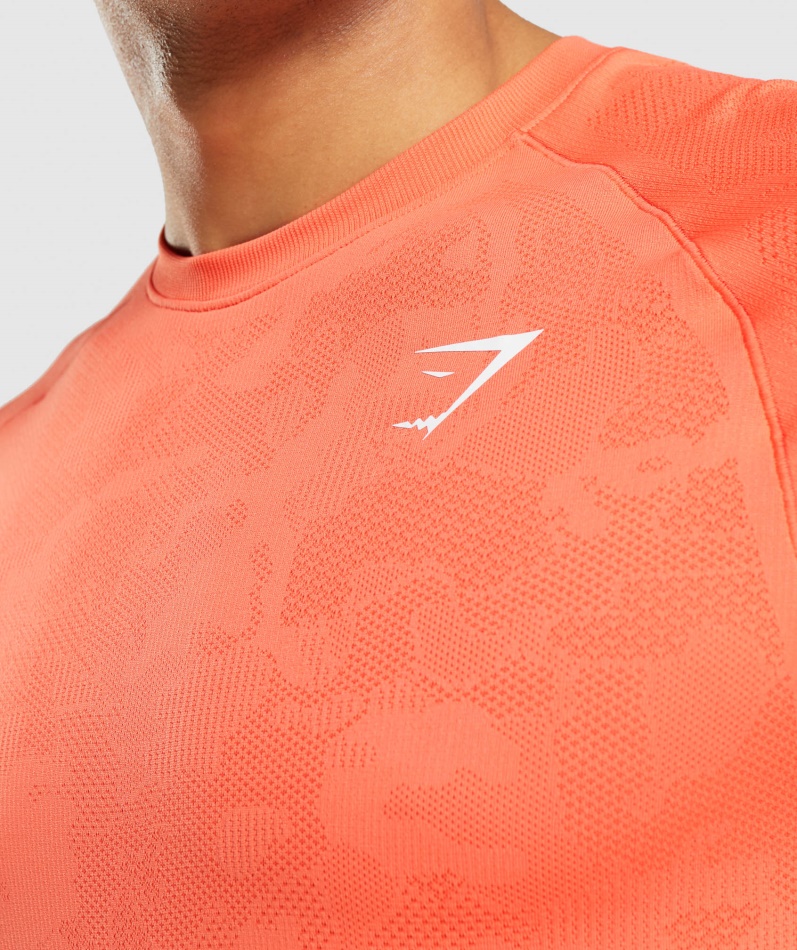 Gymshark Geo Sømløs T-skjorte Papaya Oransje-krydret Oransje