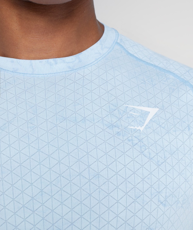 Gymshark Geo Sømløs T-skjorte Hvit-månestein Blå