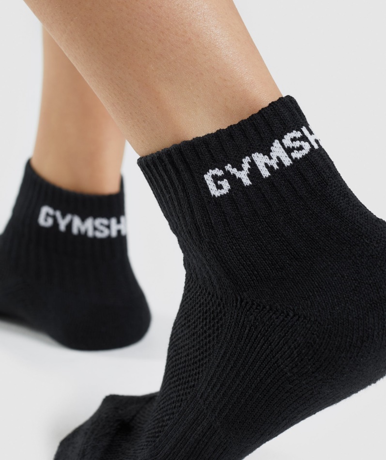 Gymshark Jacquard Quarter Sokker 3pk Sort