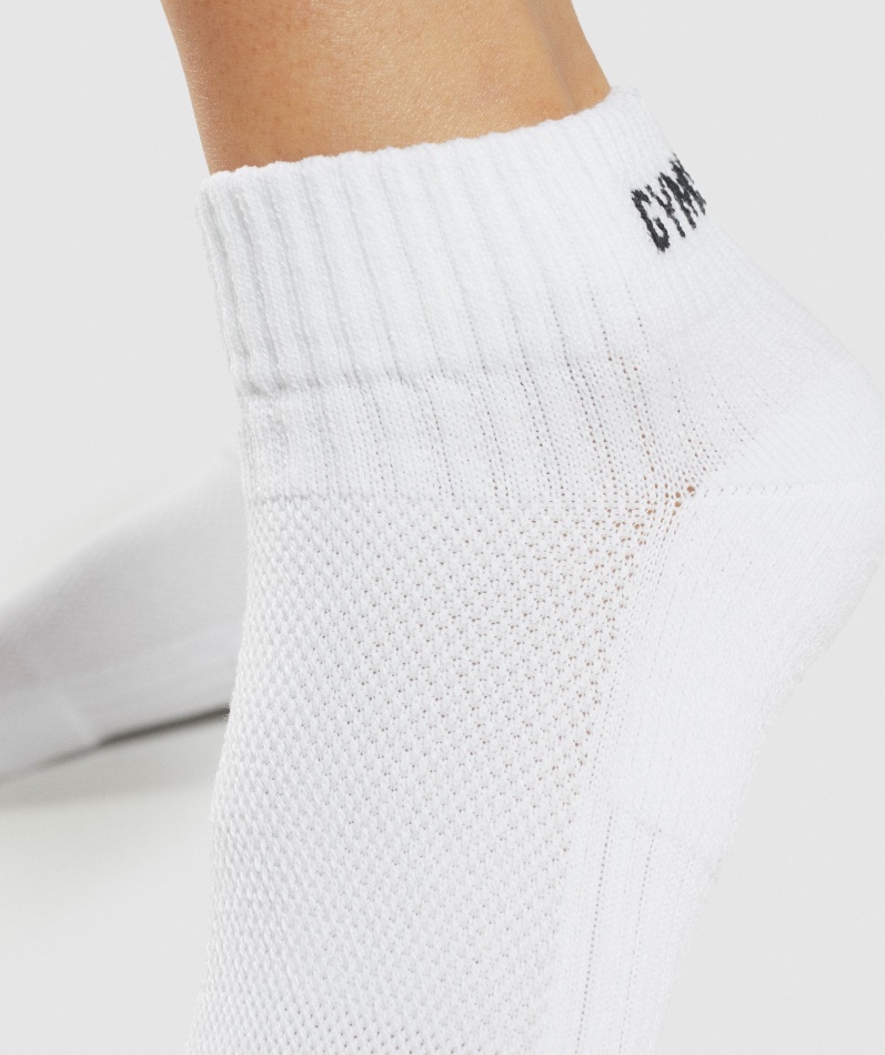 Gymshark Jacquard Quarter Sokker 3pk Hvit