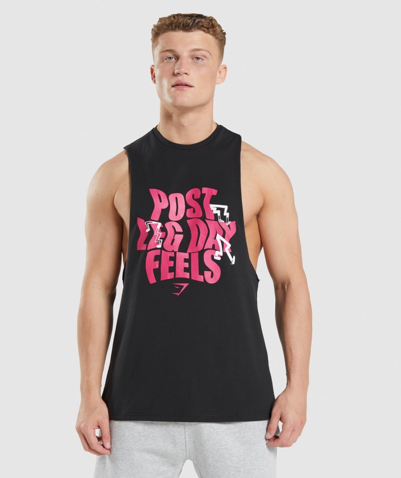 Gymshark Leg Day Drop Arm Tank Svart