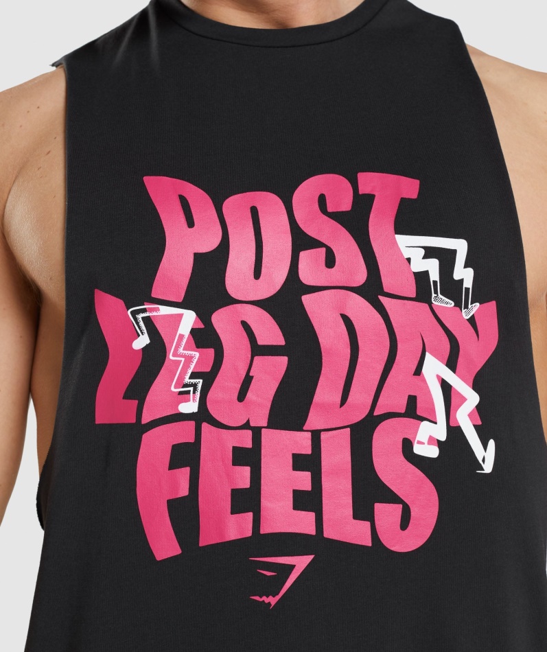 Gymshark Leg Day Drop Arm Tank Svart