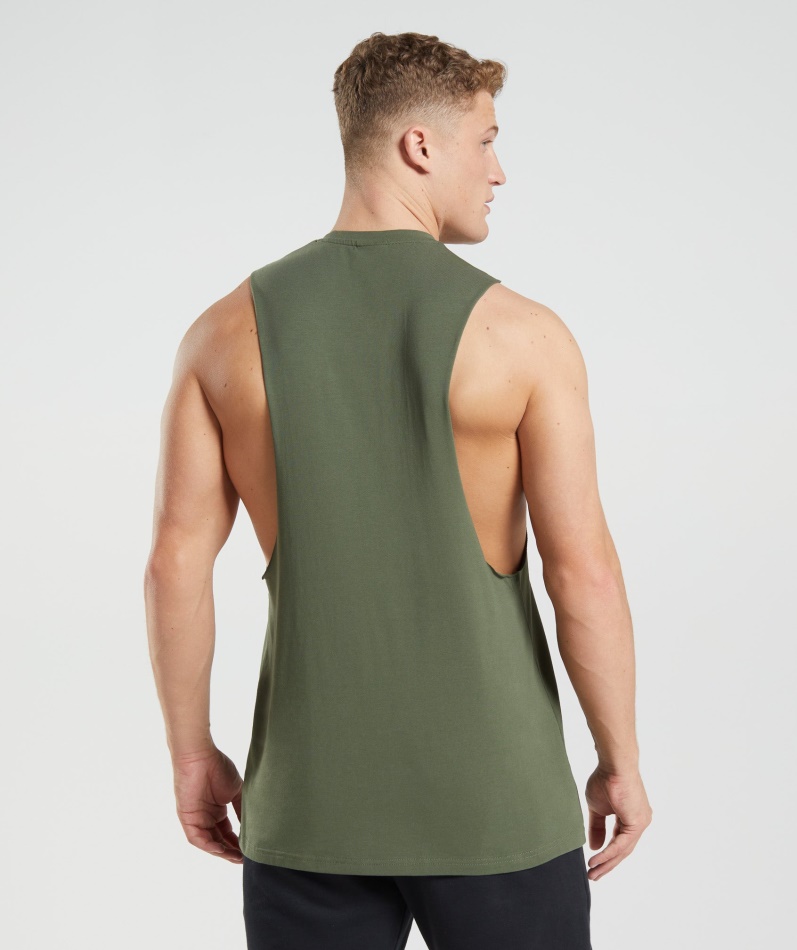 Gymshark Leg Day Drop Arm Tank Core Oliven