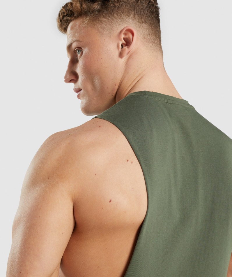 Gymshark Leg Day Drop Arm Tank Core Oliven