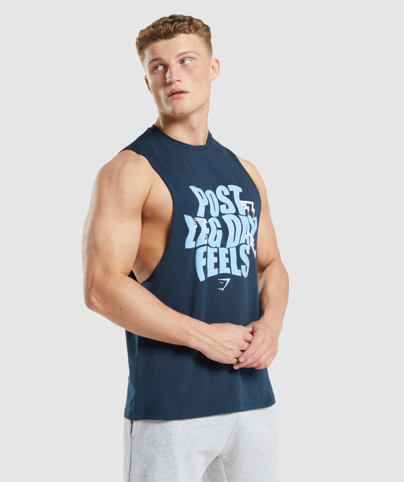 Gymshark Leg Day Drop Arm Tank Marine