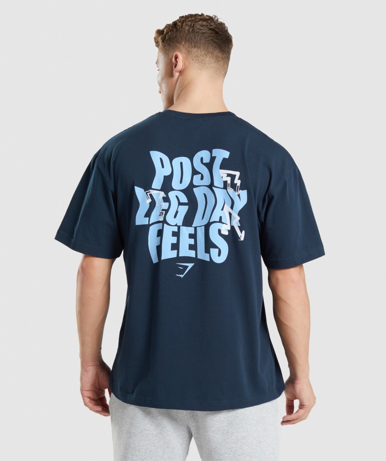 Gymshark Leg Day Oversized T-skjorte Marine