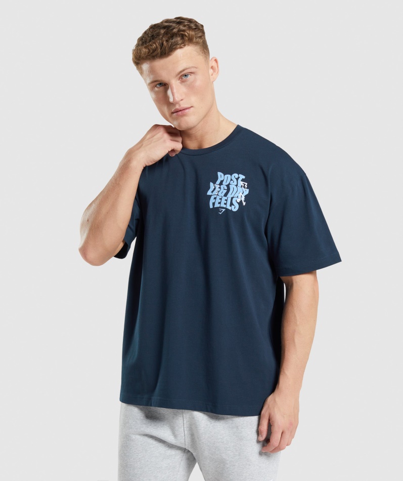 Gymshark Leg Day Oversized T-skjorte Marine
