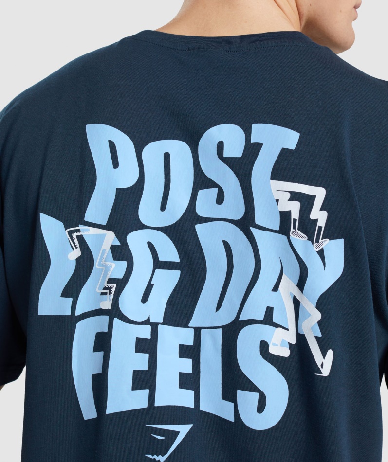 Gymshark Leg Day Oversized T-skjorte Marine