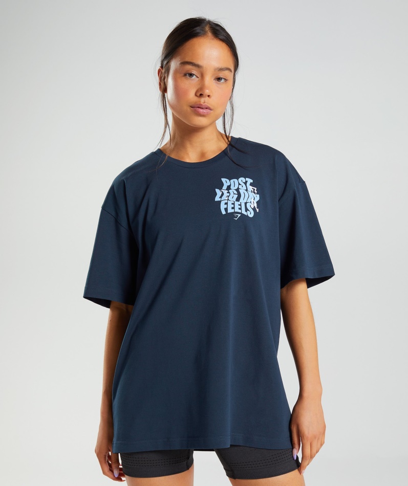 Gymshark Leg Day Oversized T-skjorte Marine