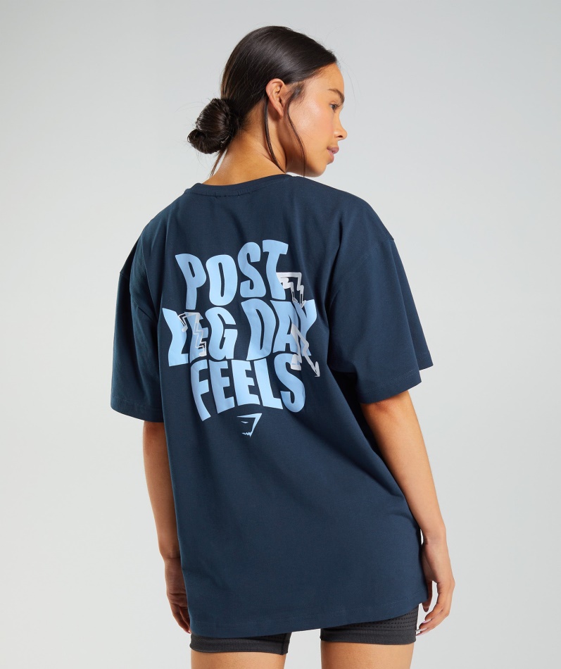 Gymshark Leg Day Oversized T-skjorte Marine