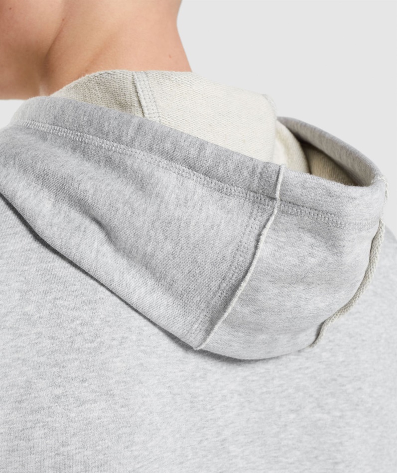 Gymshark Legacy Drop Arm Hettegenser Lys Grå Core Merg