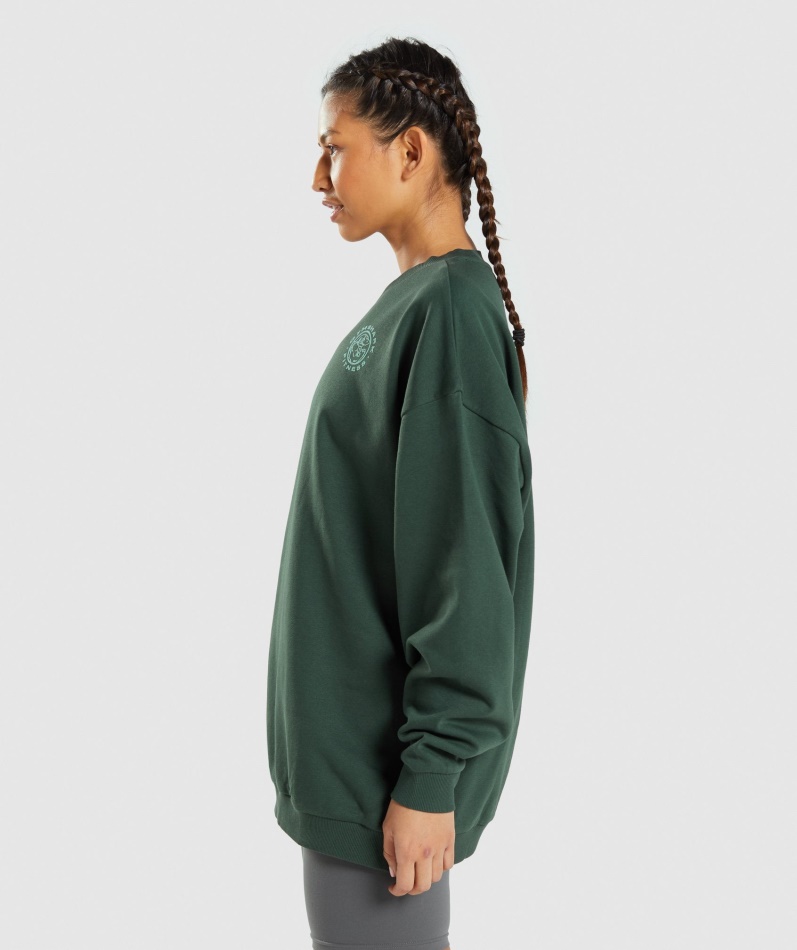 Gymshark Legacy Grafisk Sweatshirt Mørkegrønn