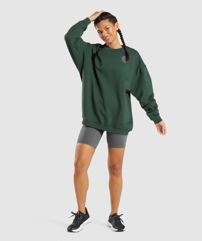 Gymshark Legacy Grafisk Sweatshirt Mørkegrønn
