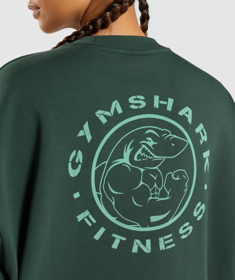 Gymshark Legacy Grafisk Sweatshirt Mørkegrønn