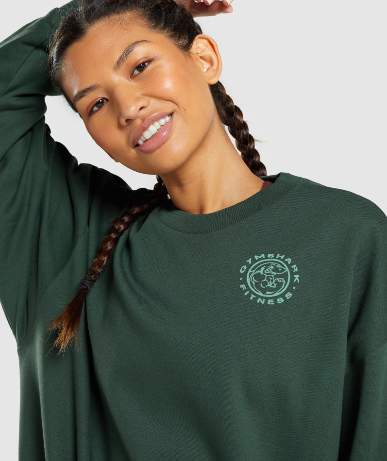 Gymshark Legacy Grafisk Sweatshirt Mørkegrønn