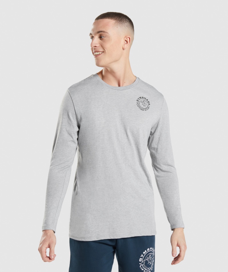 Gymshark Legacy Langermet T-skjorte Lys Grå Kjernemergel