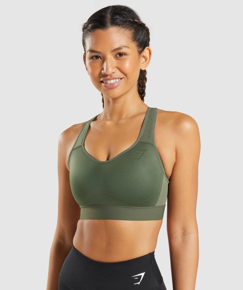 Gymshark Lett, Høy Støtte Sports-bh Kjerne Oliven
