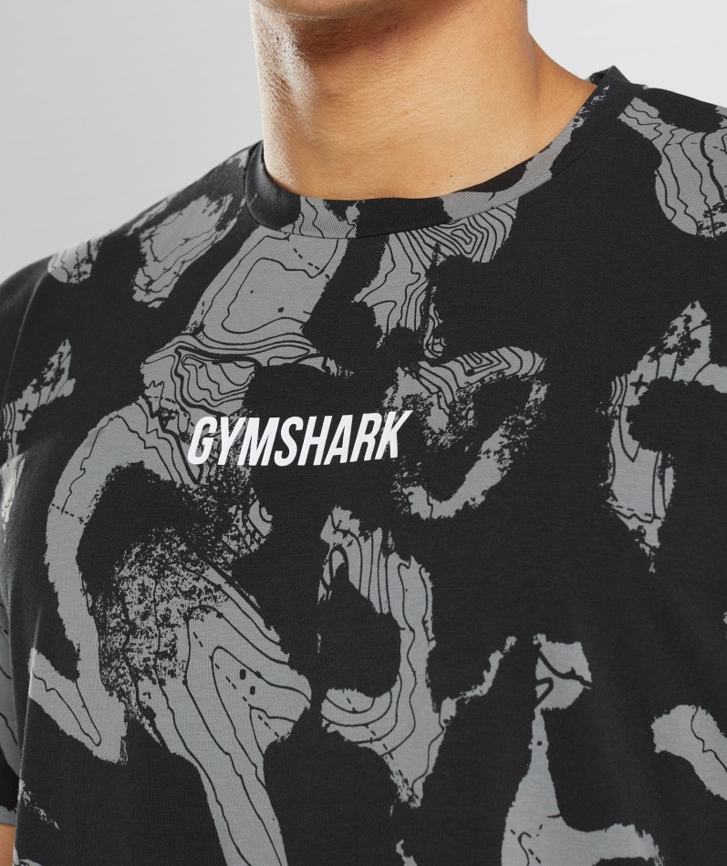 Gymshark Karttrykk Oversized T-skjorte Svart Trykk