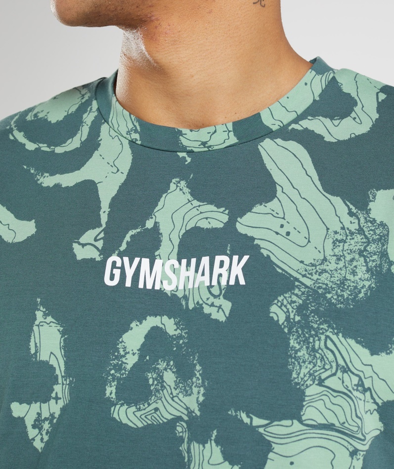 Gymshark Karttrykk Oversized T-skjorte Blågrønt Trykk