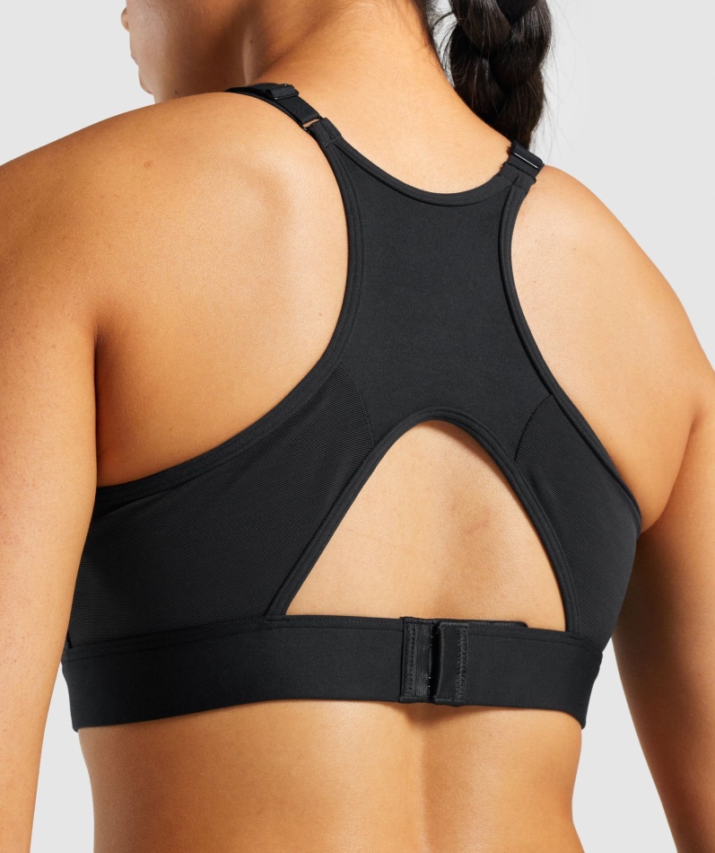 Gymshark Mesh-utringning Sports-bh Svart