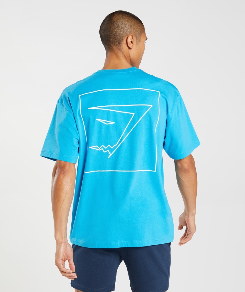 Gymshark Kontur Oversized T-skjorte Shark Blue
