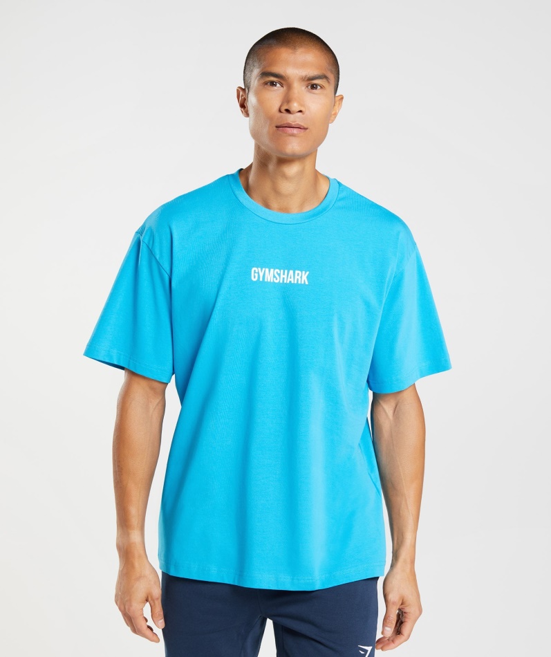 Gymshark Kontur Oversized T-skjorte Shark Blue