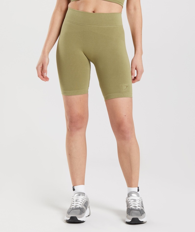 Gymshark Pause Sømløs Sykkelshorts Griffin Green