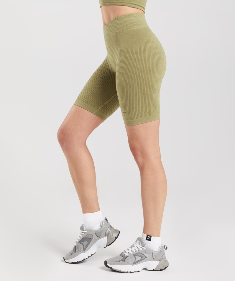 Gymshark Pause Sømløs Sykkelshorts Griffin Green