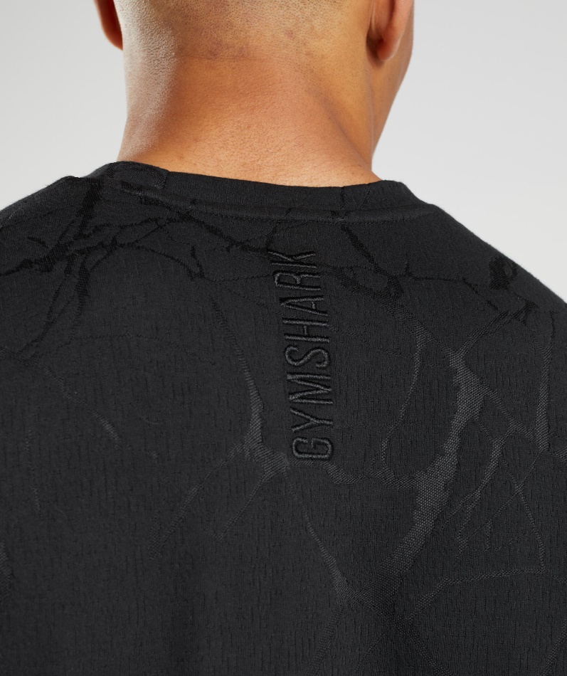 Gymshark Power Kortermet Crew Svart Trykk