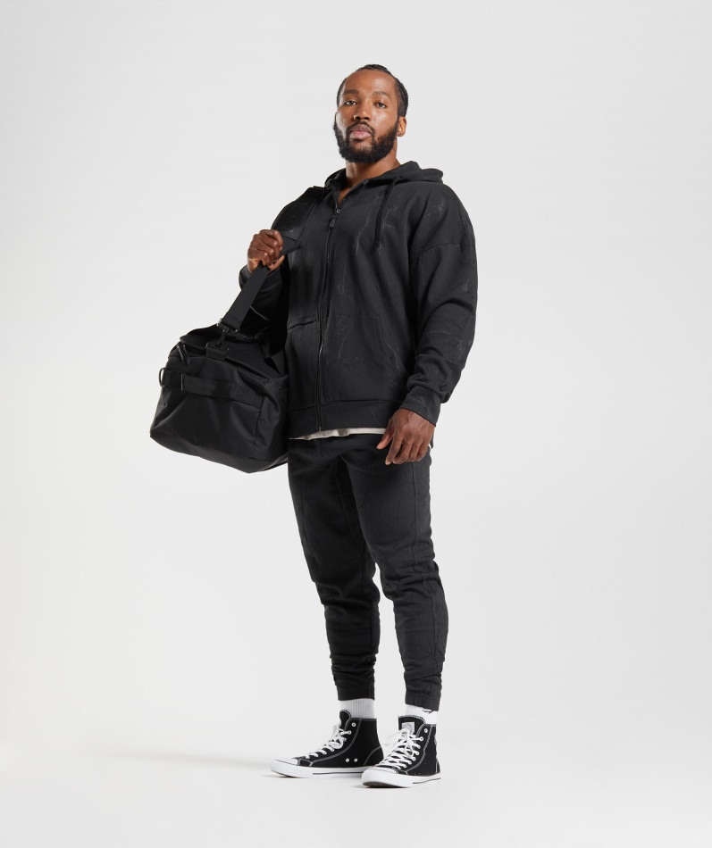 Gymshark Power Hettegenser Med Glidelås Svart Trykk