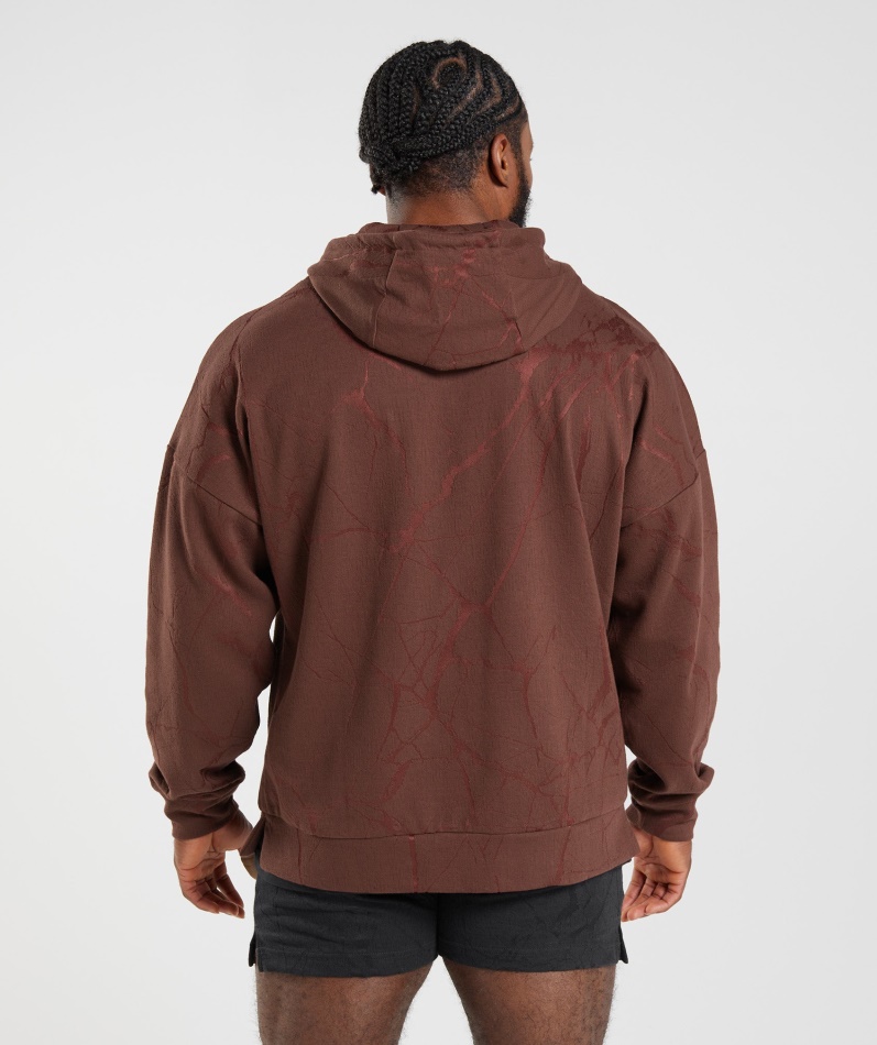 Gymshark Power Hettegenser Med Glidelås Kirsebærbrunt Trykk