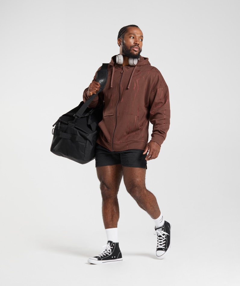 Gymshark Power Hettegenser Med Glidelås Kirsebærbrunt Trykk