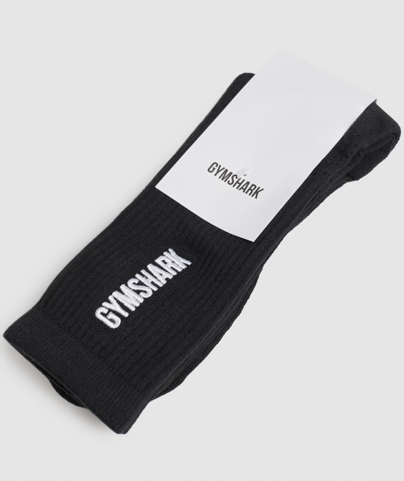 Gymshark Premium Brodert Crew Sort Sokk 1pk
