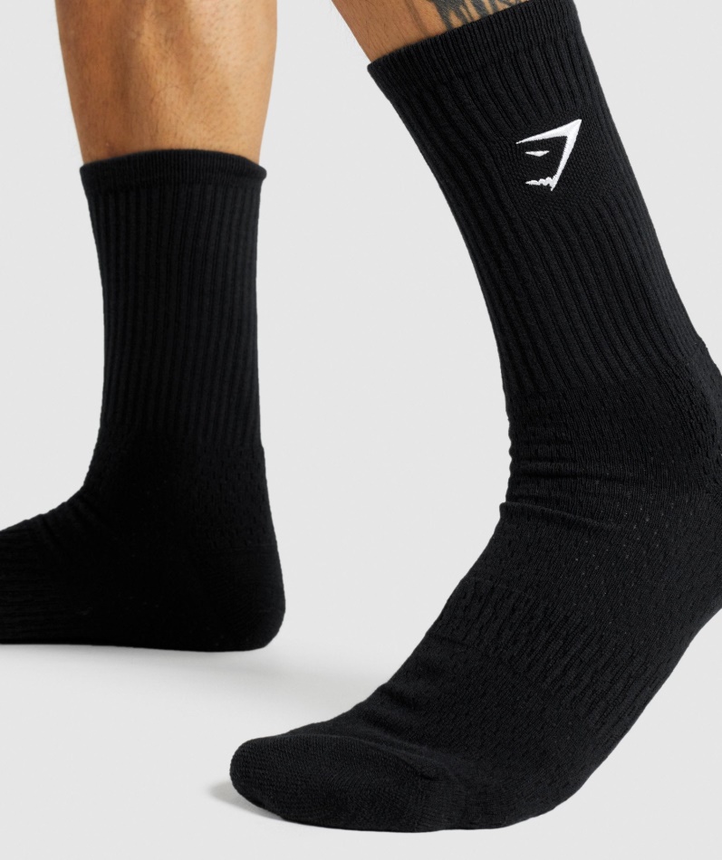 Gymshark Premium Brodert Mannskapssokk 1pk Svart