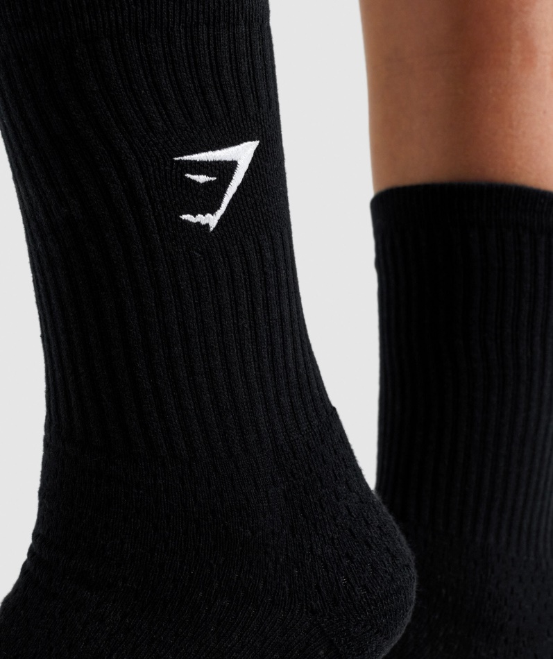 Gymshark Premium Brodert Mannskapssokk 1pk Svart