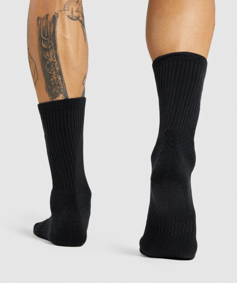 Gymshark Premium Brodert Mannskapssokk 1pk Svart