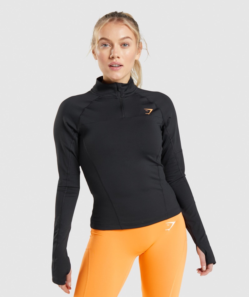 Gymshark Puls 1/4 Glidelås Svart