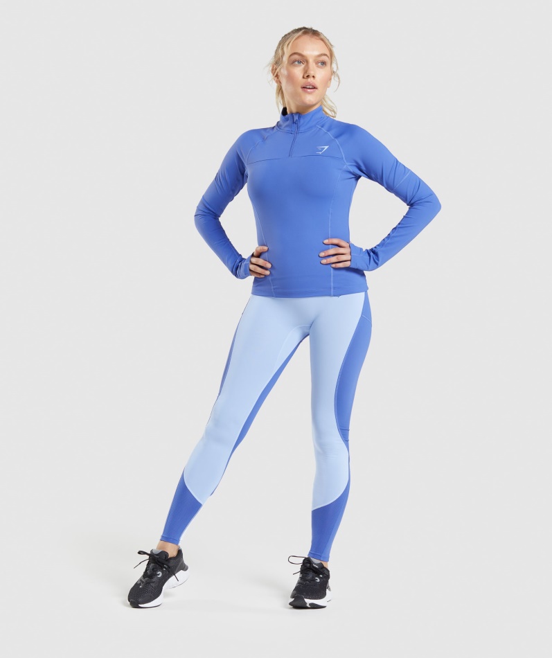 Gymshark Pulse 1/4 Zip Court Blå