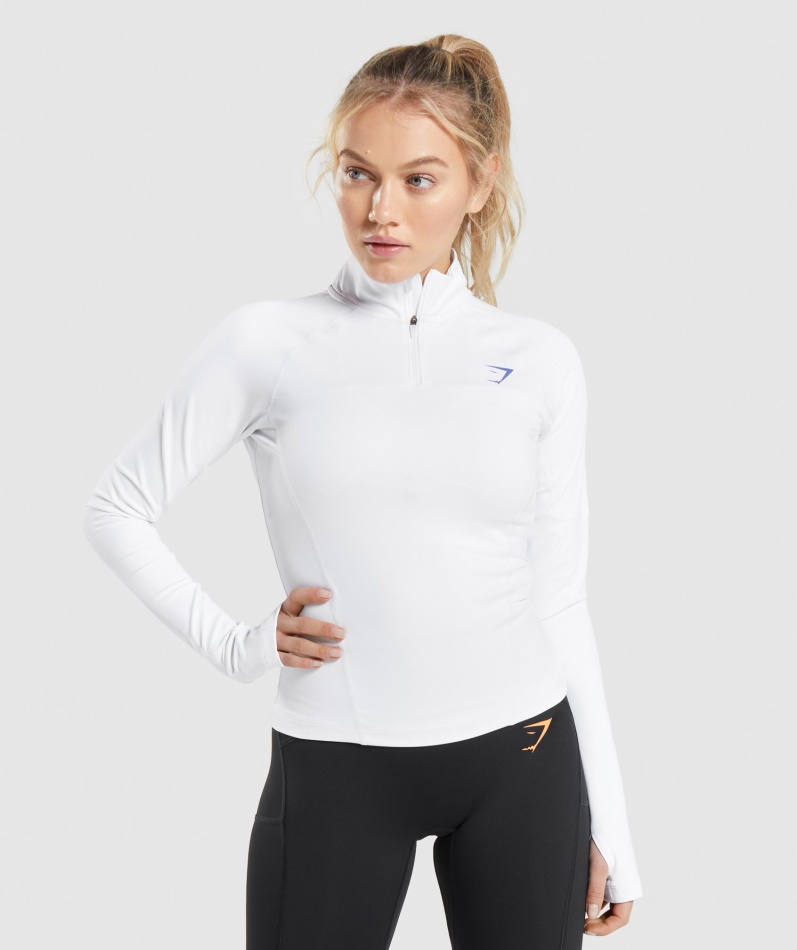 Gymshark Puls 1/4 Glidelås Hvit