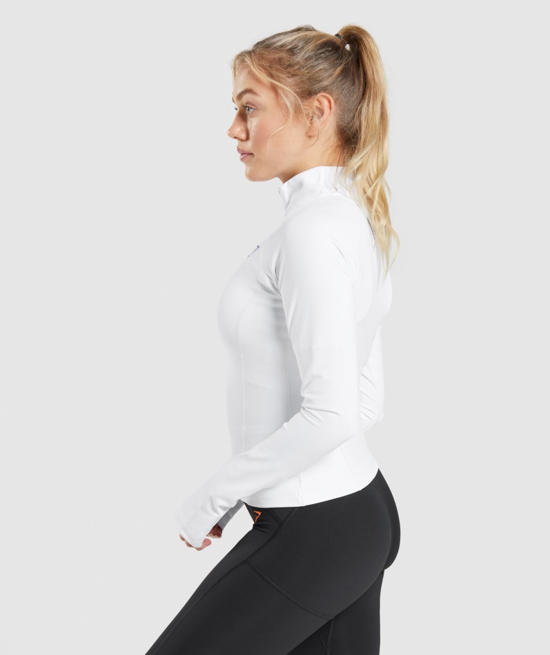 Gymshark Puls 1/4 Glidelås Hvit