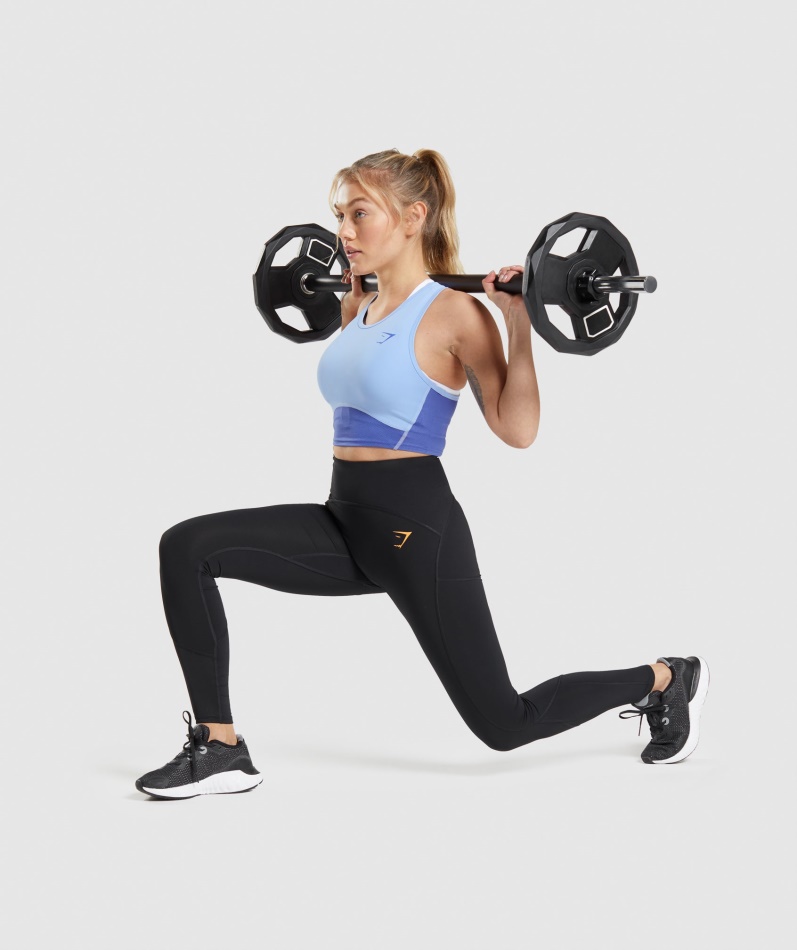 Gymshark Puls Crop Tank Månestein Blå-bane Blå