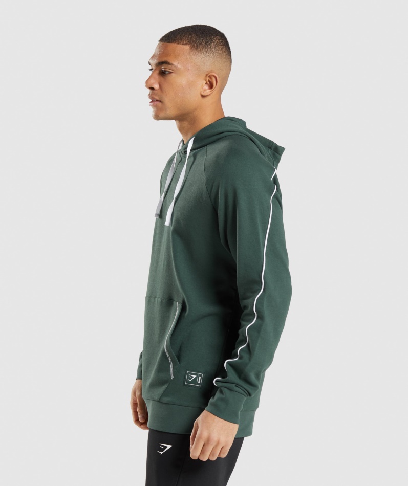 Gymshark Fordypning Hettegenser Obsidian Grønn-hvit