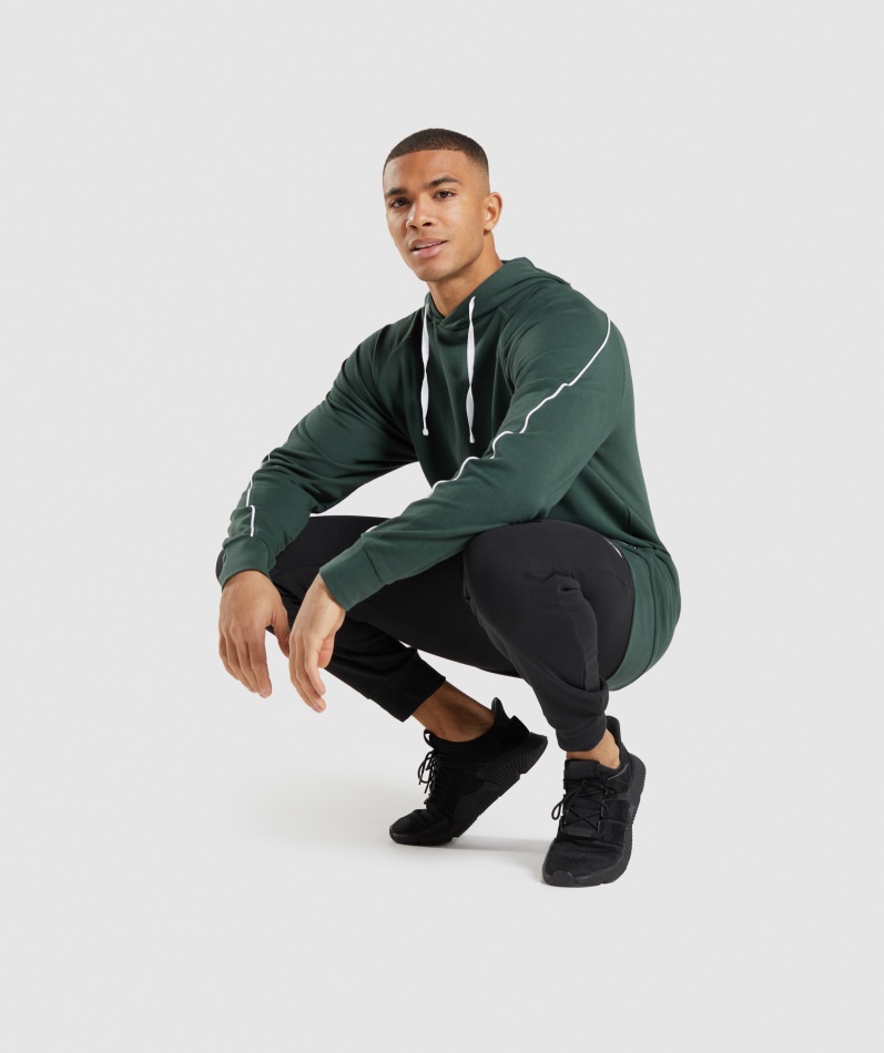 Gymshark Fordypning Hettegenser Obsidian Grønn-hvit