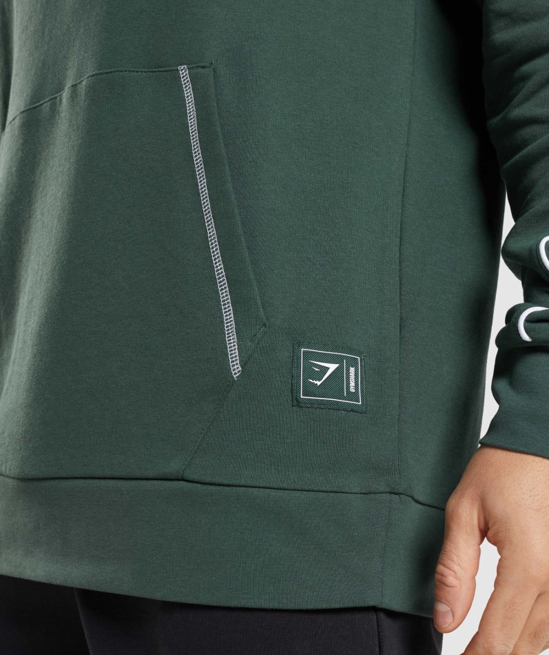Gymshark Fordypning Hettegenser Obsidian Grønn-hvit