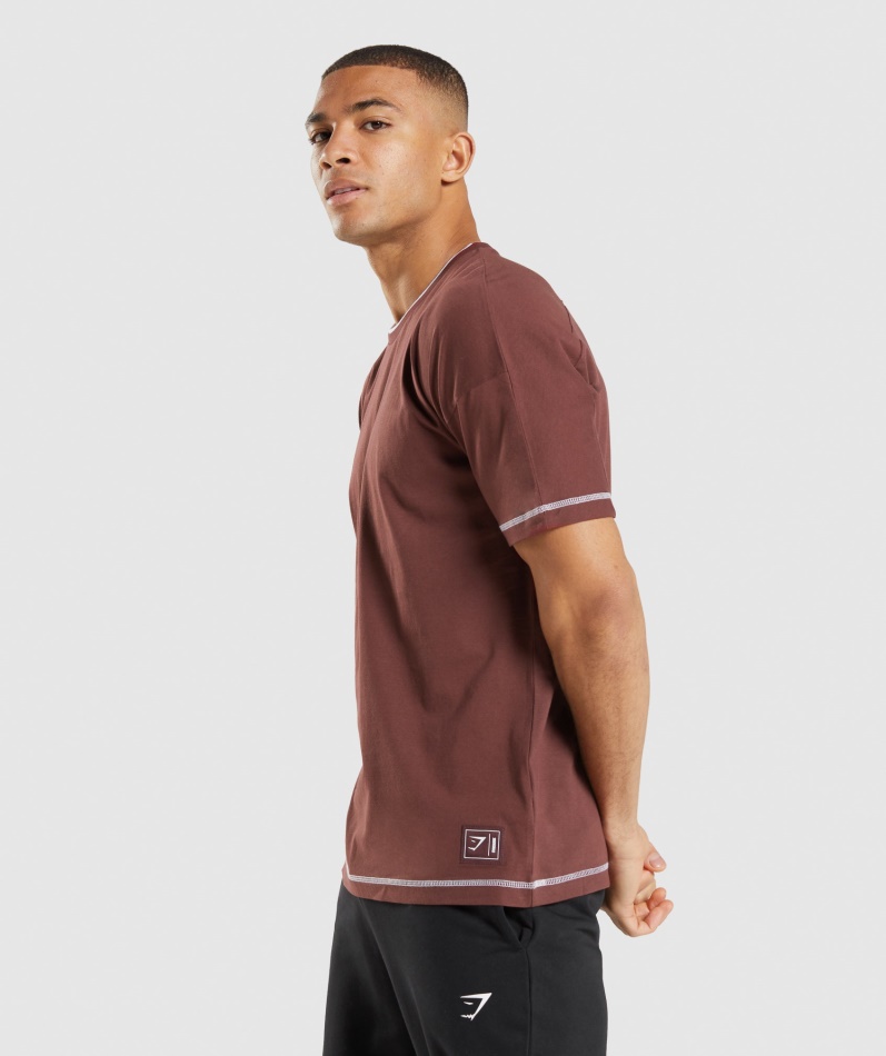 Gymshark Forsenkning T-skjorte Kirsebærbrun-hvit