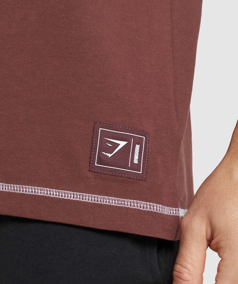 Gymshark Forsenkning T-skjorte Kirsebærbrun-hvit