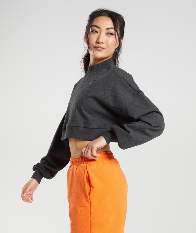 Gymshark Hviledag Svette Beskåret Genser Svart Kjernemergel