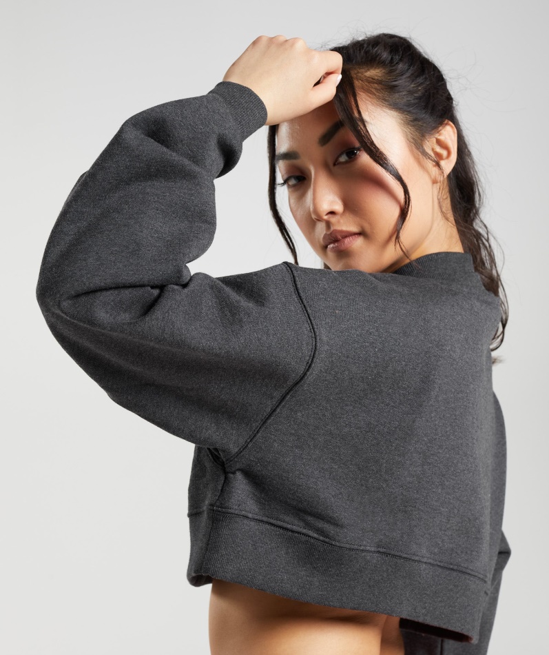 Gymshark Hviledag Svette Beskåret Genser Svart Kjernemergel
