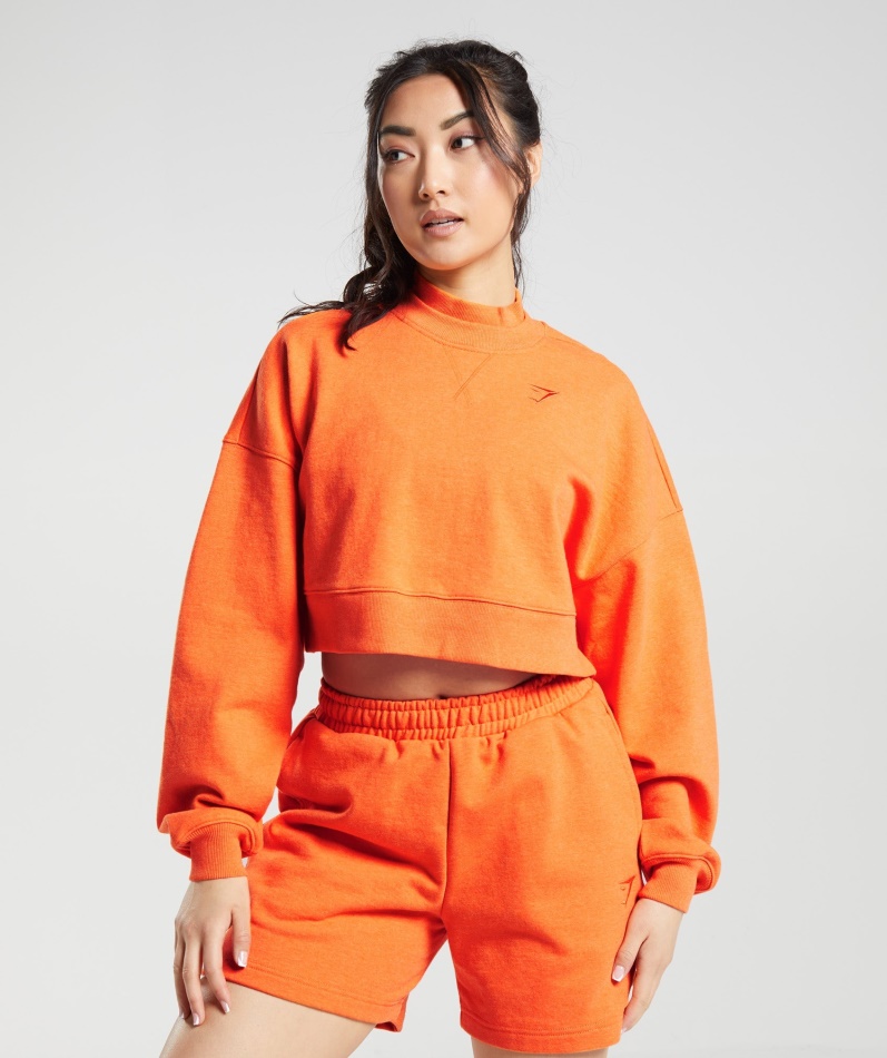 Gymshark Hviledag Svette Beskåret Genser Blaze Oransje Mergel